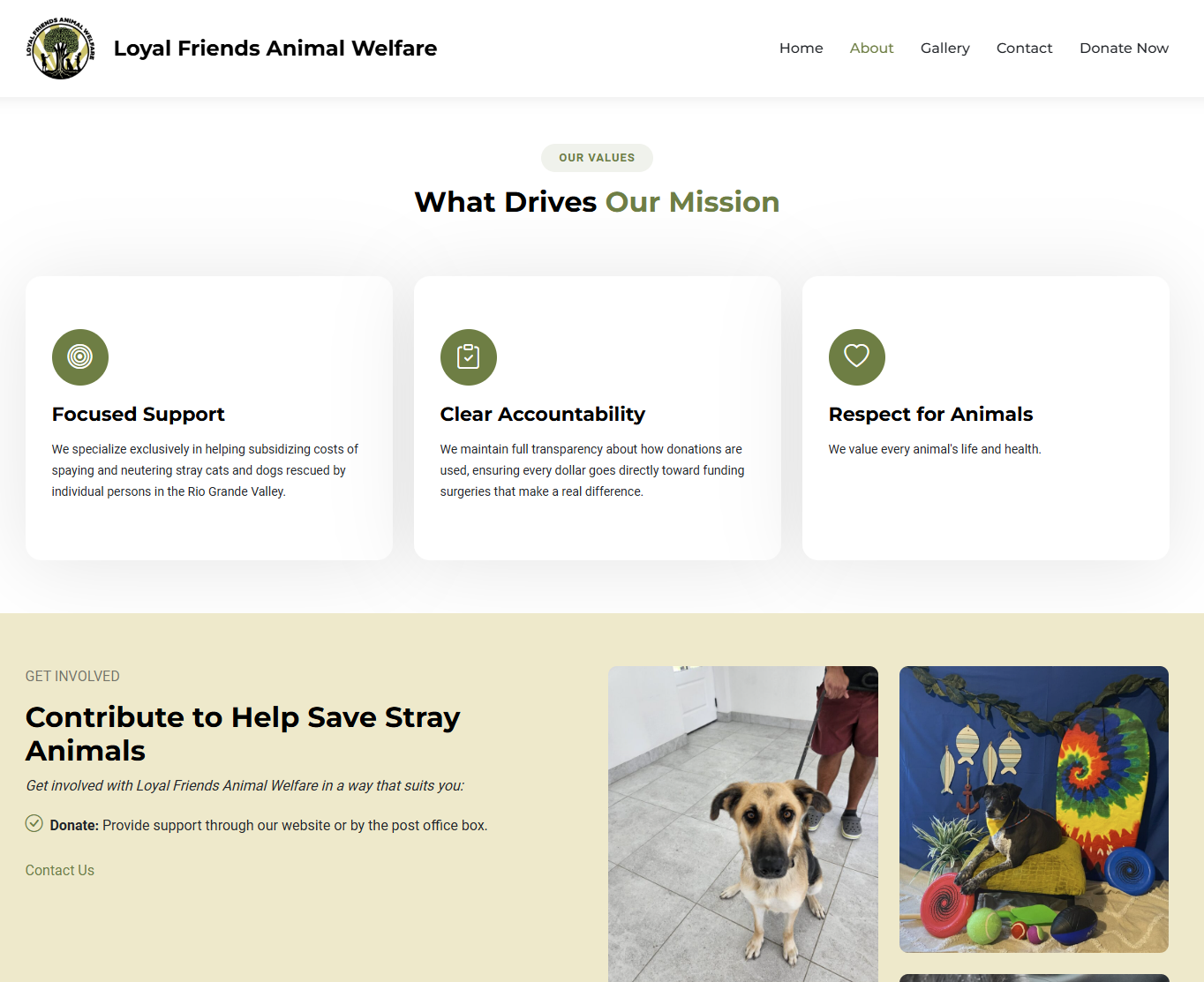 Loyal Friends Animal Welfare website screenshot