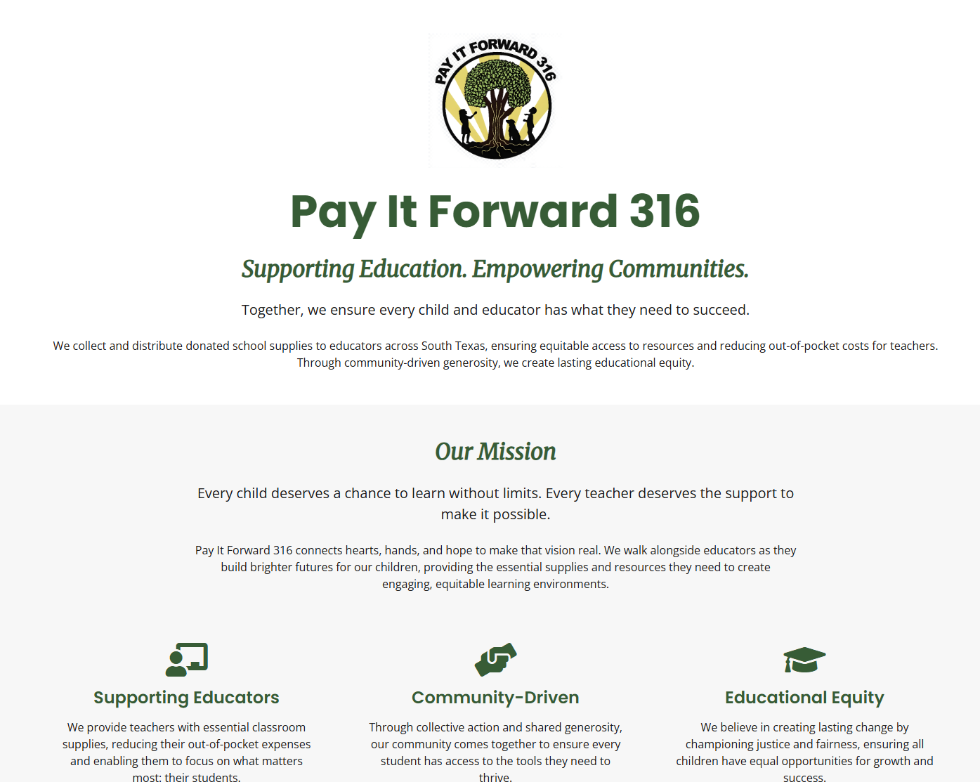 Pay It Forward 316 website screenshot