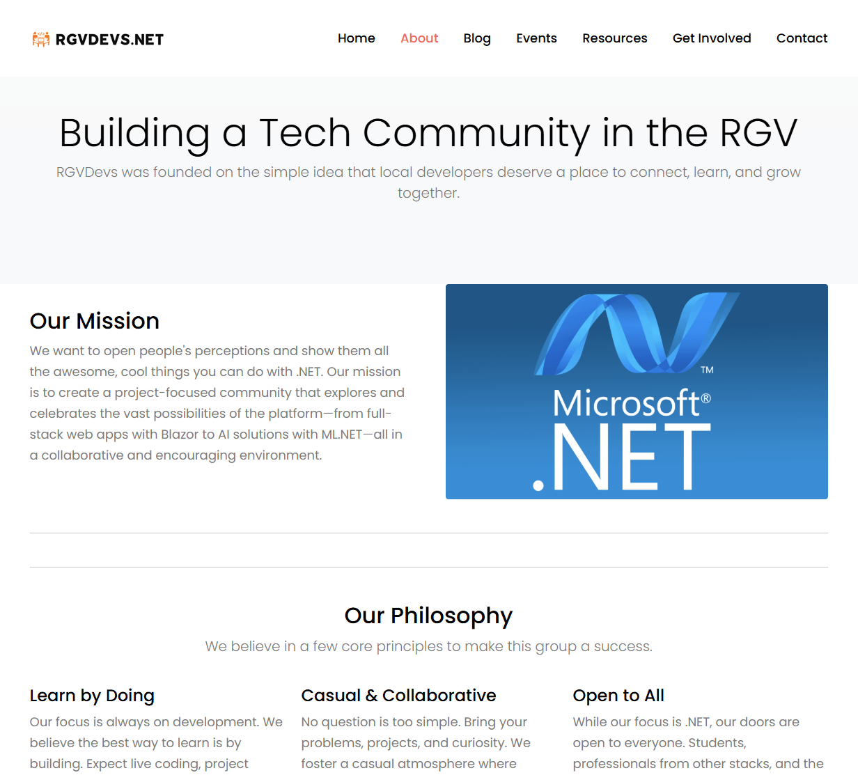 RGV Devs Dot Net website screenshot